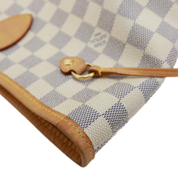 LOUIS VUITTON Neverfull MM Damier Azur Shoulder Bag White
