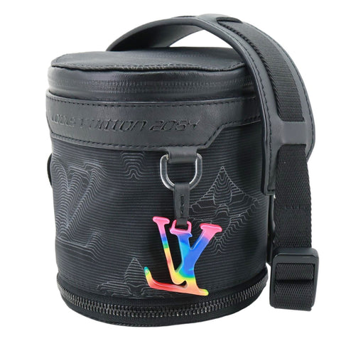 LOUIS VUITTON 2054 Expandable Polochon Nylon Shoulder Bag Black