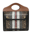 BURBERRY Pocket Mini Monogram Stripe E-Canvas Shoulder Bag Brown