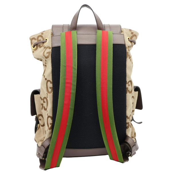 GUCCI Jumbo Double Buckle Dollar Web GG Canvas Backpack Beige 678829