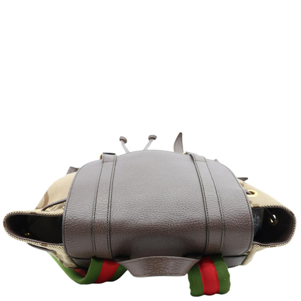 GUCCI Jumbo Double Buckle Dollar Web GG Canvas Backpack Beige 678829