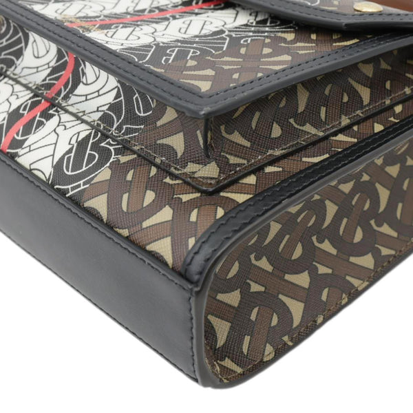 BURBERRY Pocket Mini Monogram Stripe E-Canvas Shoulder Bag Brown