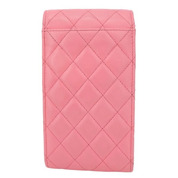 CHANEL Pearl Crush CC Quilted Leather Crossbody Phone Holder Pink