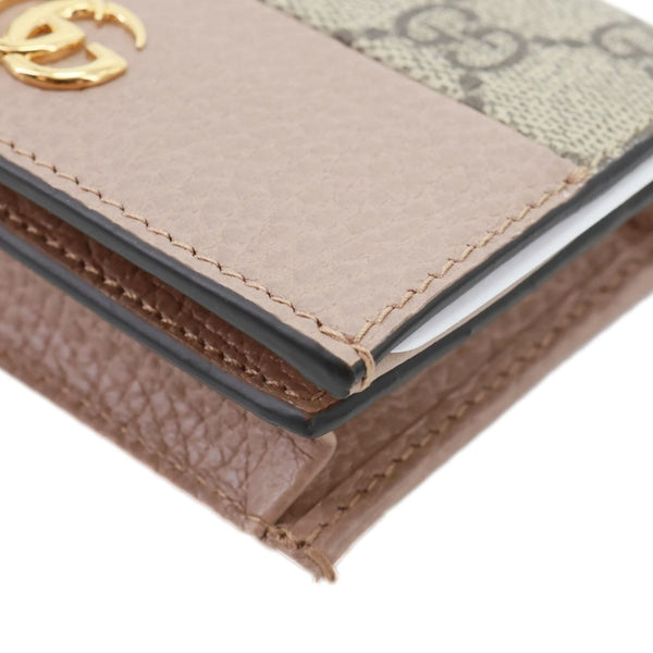 GUCCI Dollar Calfskin GG Supreme Monogram Card Case Wallet Cream 141415