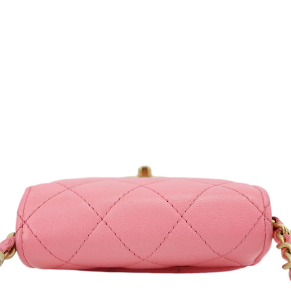 CHANEL Pearl Crush CC Quilted Leather Crossbody Phone Holder Pink