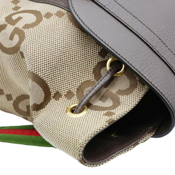 GUCCI Jumbo Double Buckle Dollar Web GG Canvas Backpack Beige 678829