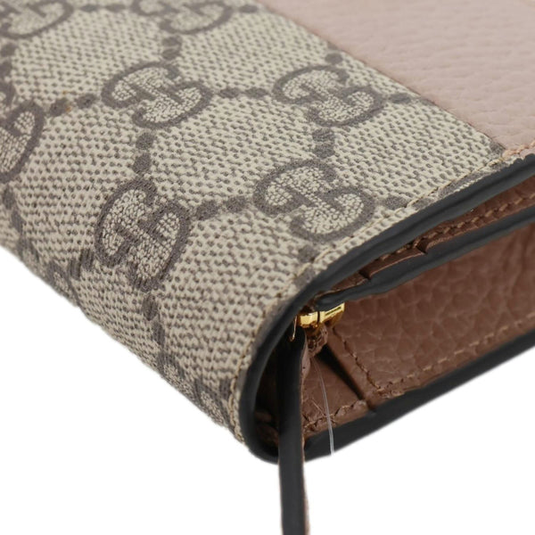GUCCI Dollar Calfskin GG Supreme Monogram Card Case Wallet Cream 141415