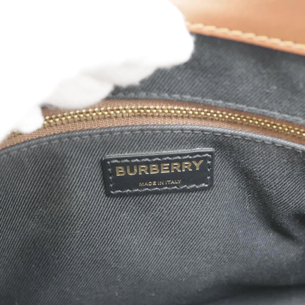 BURBERRY Pocket Mini Monogram Stripe E-Canvas Shoulder Bag Brown