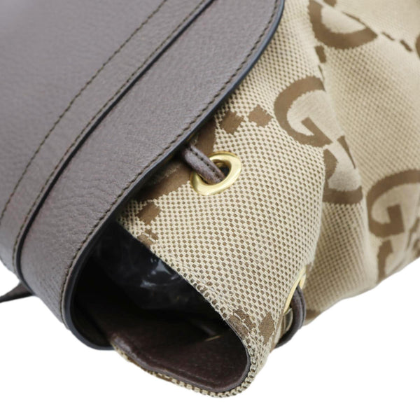 GUCCI Jumbo Double Buckle Dollar Web GG Canvas Backpack Beige 678829
