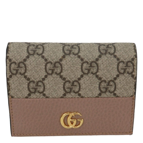 GUCCI Dollar Calfskin GG Supreme Monogram Card Case Wallet Cream 141415