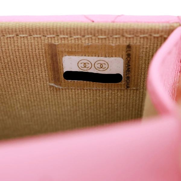 CHANEL Pearl Crush CC Quilted Leather Crossbody Phone Holder Pink
