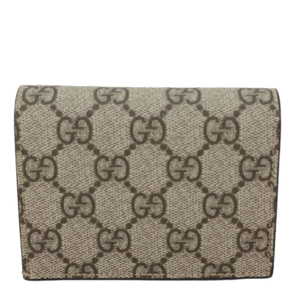GUCCI Dollar Calfskin GG Supreme Monogram Card Case Wallet Cream 141415