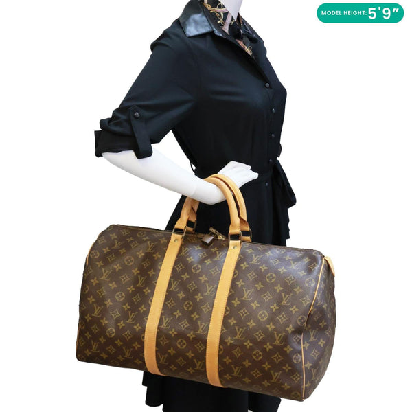 LOUIS VUITTON Keepall 50 Monogram Canvas Travel Bag Brown