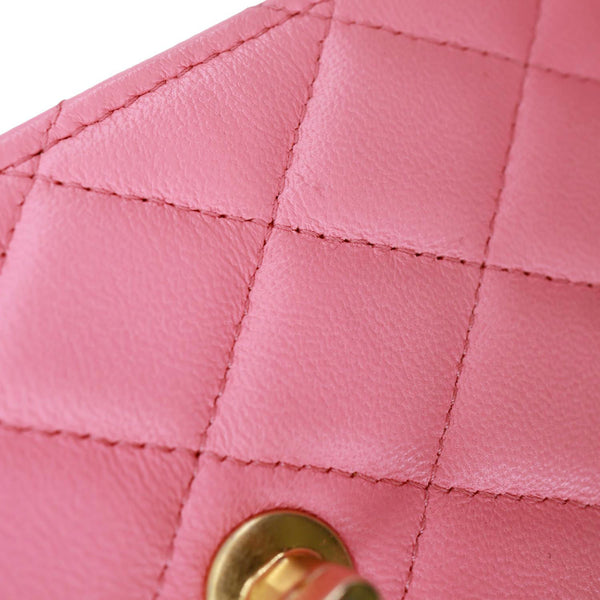 CHANEL Pearl Crush CC Quilted Leather Crossbody Phone Holder Pink
