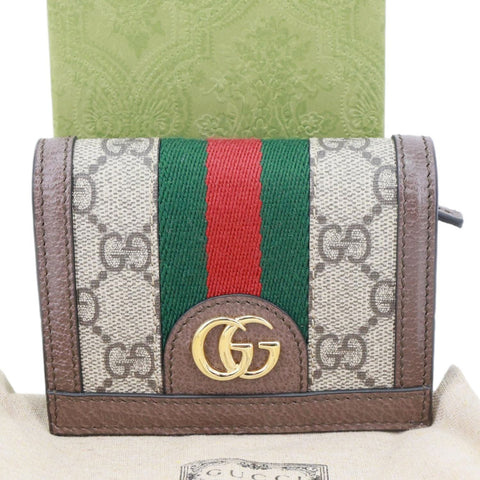 GUCCI Ophidia GG Card Case Wallet Beige 523155