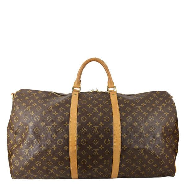 LOUIS VUITTON Keepall 60 Bandouliere Monogram Canvas Travel Bag Brown