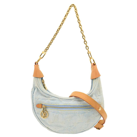 LOUIS VUITTON Loop Monogram Denim Shoulder Bag Light Blue