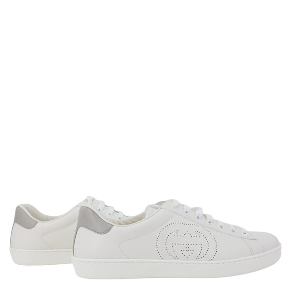 GUCCI Ace Interlocking G Perforated Calfskin Leather Sneakers White 718759