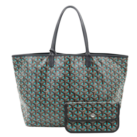 GOYARD Saint Louis Claire Voie PM Canvas Tote Shoulder Bag Turquoise