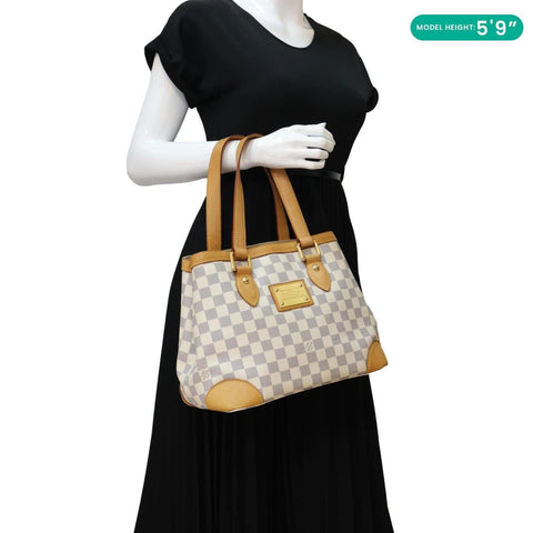 LOUIS VUITTON Hampstead PM Damier Azur Satchel Bag White