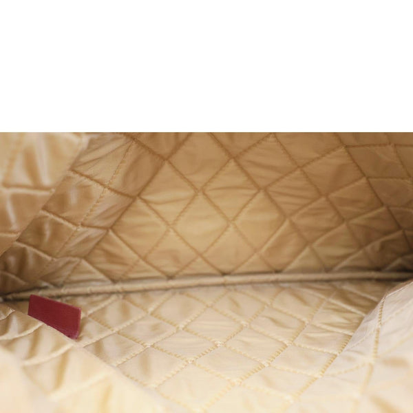 CHANEL Stitched O Case Calfskin Leather Clutch Red