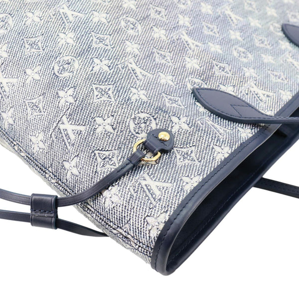 LOUIS VUITTON Neverfull MM Monoglam Jacquard Tote Bag Navy Blue