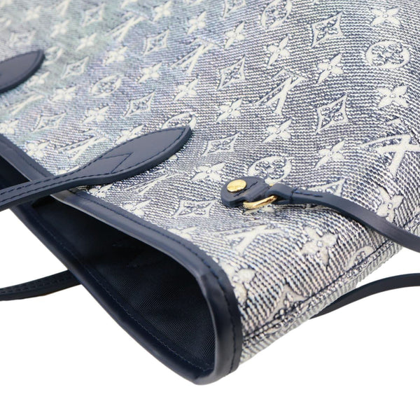 LOUIS VUITTON Neverfull MM Monoglam Jacquard Tote Bag Navy Blue