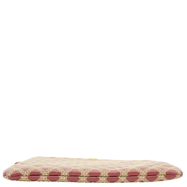 CHANEL Stitched O Case Calfskin Leather Clutch Red