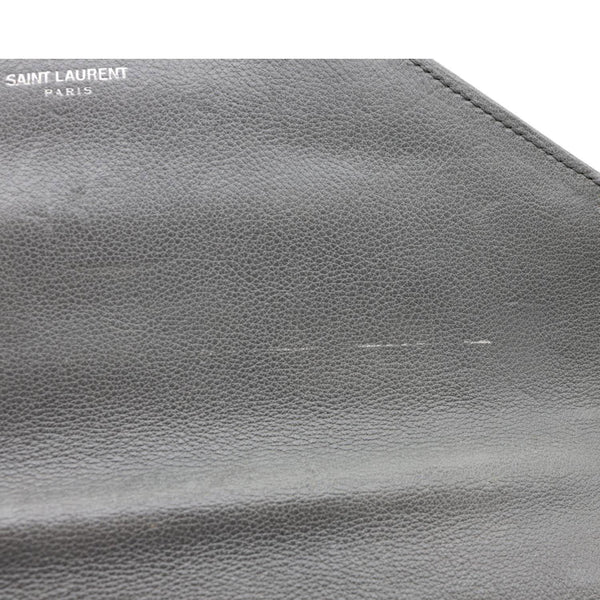 YVES SAINT LAURENT Monogram College Matelasse Chevron Leather Chain Shoulder Bag Grey