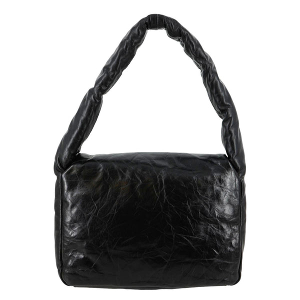 BALENCIAGA Monaco Calfskin Leather Shoulder Bag Black