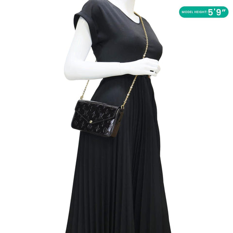 LOUIS VUITTON Felicie Pochette Monogram Vernis Shoulder Bag Amarante