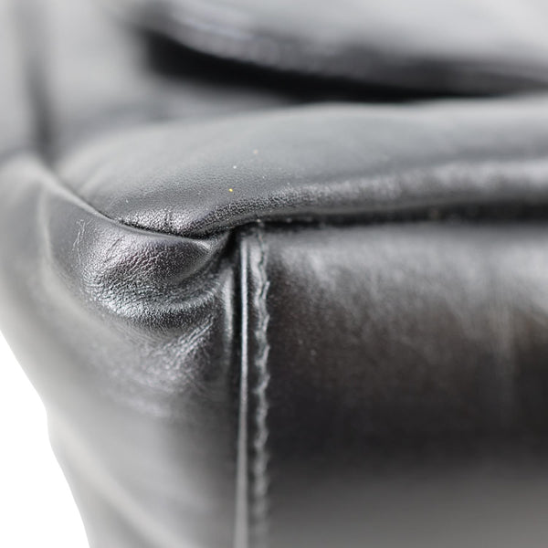 BALENCIAGA Monaco Calfskin Leather Shoulder Bag Black