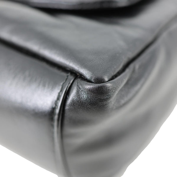 BALENCIAGA Monaco Calfskin Leather Shoulder Bag Black
