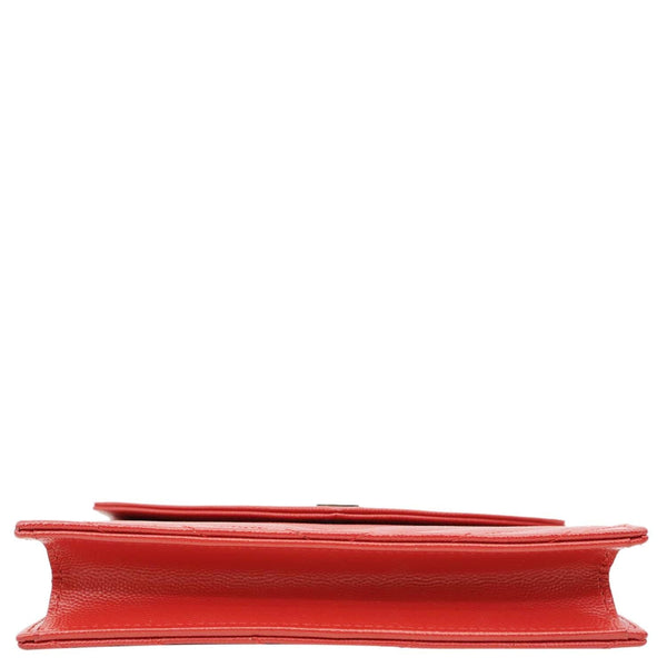 YVES SAINT LAURENT Cassandra Matelasse Grain De Poudre Chain Wallet Red