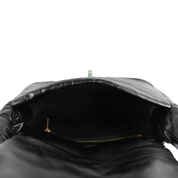 BALENCIAGA Monaco Calfskin Leather Shoulder Bag Black
