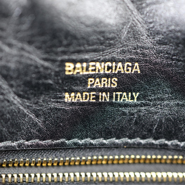 BALENCIAGA Monaco Calfskin Leather Shoulder Bag Black