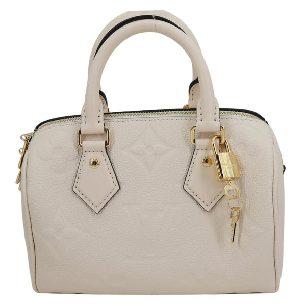 LOUIS VUITTON Speedy Bandouliere 20 Monogram Empreinte Leather Shoulder Bag Off White