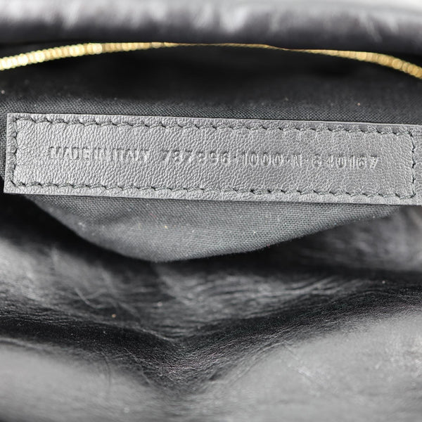 BALENCIAGA Monaco Calfskin Leather Shoulder Bag Black
