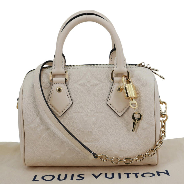LOUIS VUITTON Speedy Bandouliere 20 Monogram Empreinte Leather Shoulder Bag Off White