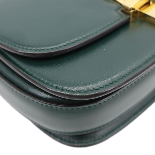 GUCCI Sylvie 1969 Mini Leather Shoulder Bag Green 615965