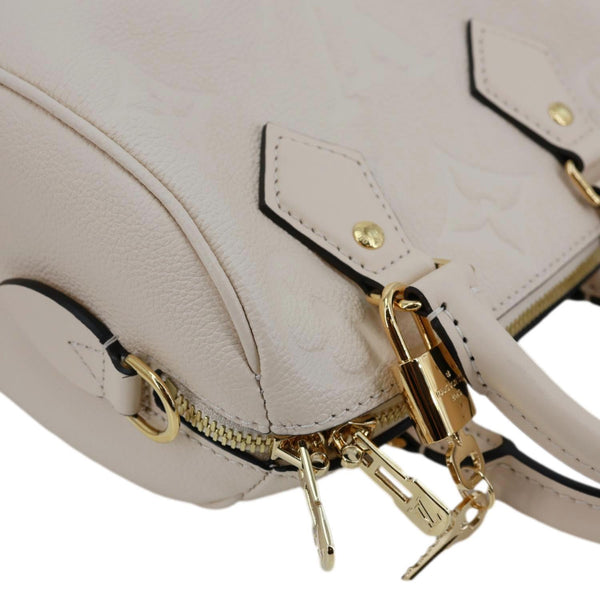 LOUIS VUITTON Speedy Bandouliere 20 Monogram Empreinte Leather Shoulder Bag Off White