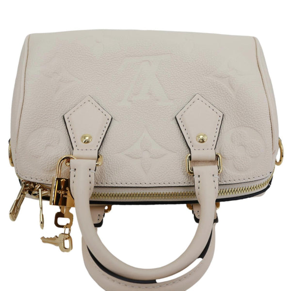 LOUIS VUITTON Speedy Bandouliere 20 Monogram Empreinte Leather Shoulder Bag Off White