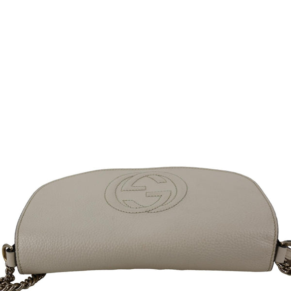 GUCCI Soho Flap Leather Chain Crossbody Bag Off White 536224