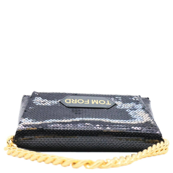 TOM FORD Label Mini Sequin Chain Hobo Bag Balck