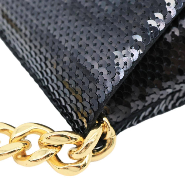 TOM FORD Label Mini Sequin Chain Hobo Bag Balck