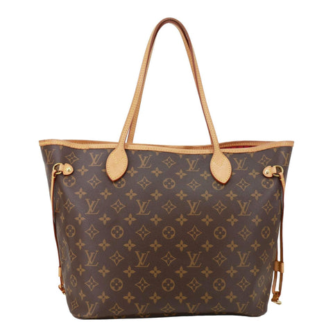 LOUIS VUITTON Neverfull MM Monogram Canvas Tote Bag Brown