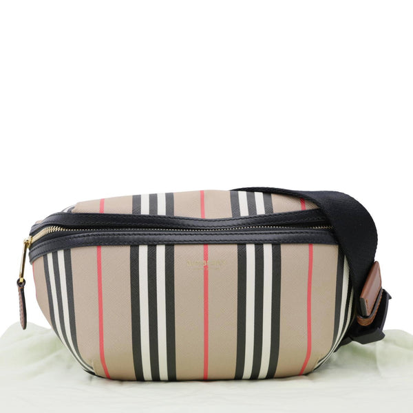 BURBERRY Sonny E-Canvas Icon Stripe Bumbag Beige