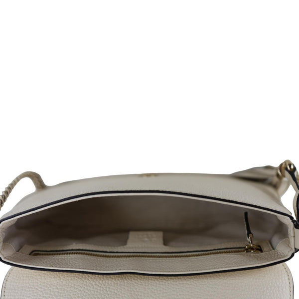 GUCCI Soho Flap Leather Chain Crossbody Bag Off White 536224