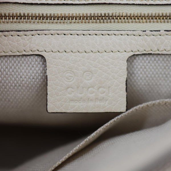 GUCCI Soho Flap Leather Chain Crossbody Bag Off White 536224