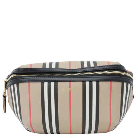 BURBERRY Sonny E-Canvas Icon Stripe Bumbag Beige